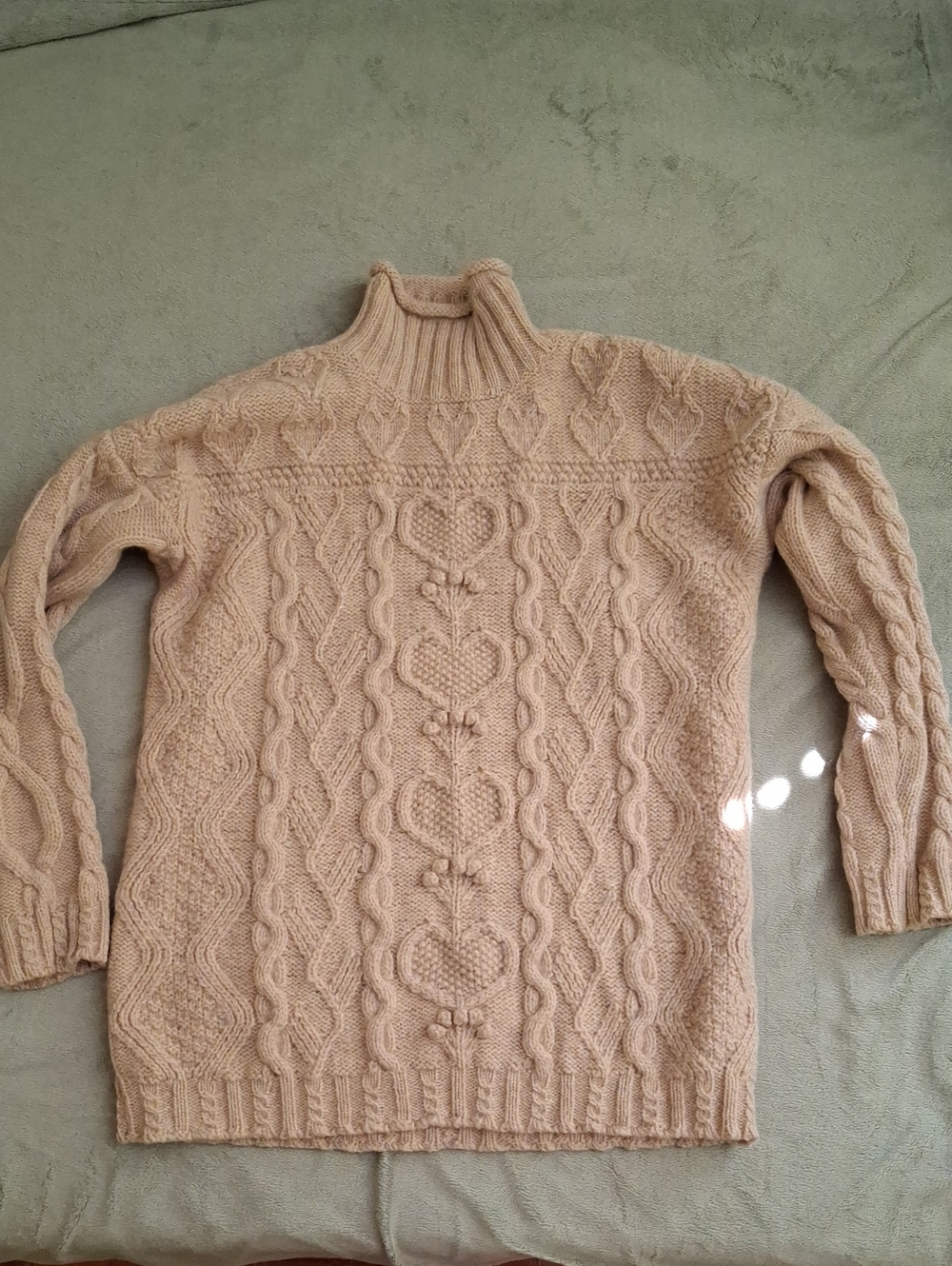 Moda International Cream Cable Knit Turtleneck Sweater